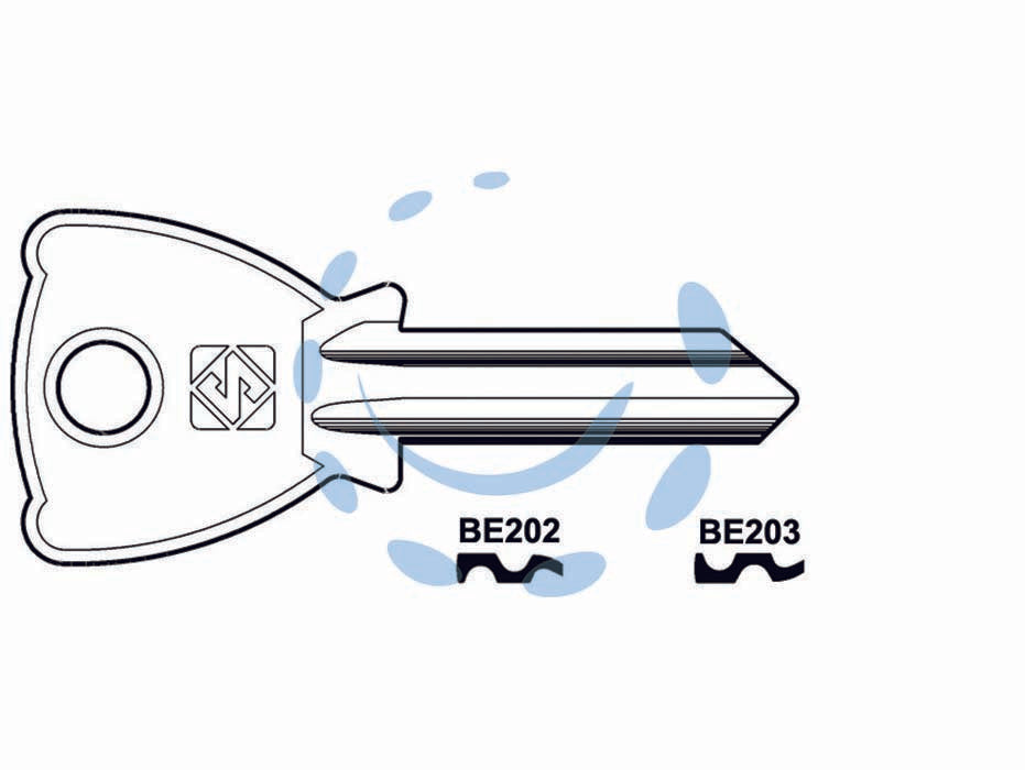 Chiavi per cilindri beta 5 spine grandi - BE202 DX - in ottone nichelato, profilo dorsato