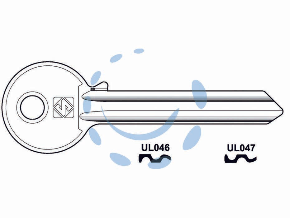 Chiavi per cilindri universal 7 spine grandi in acc. nich. - UL046 DX - in acciaio nichelato