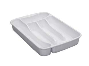 Portaposate 5 posti linea primavera in polipropilene colore bianco - cm.25x34x5h. - con vaschetta laterale lunga porta accessori, per uso alimentare