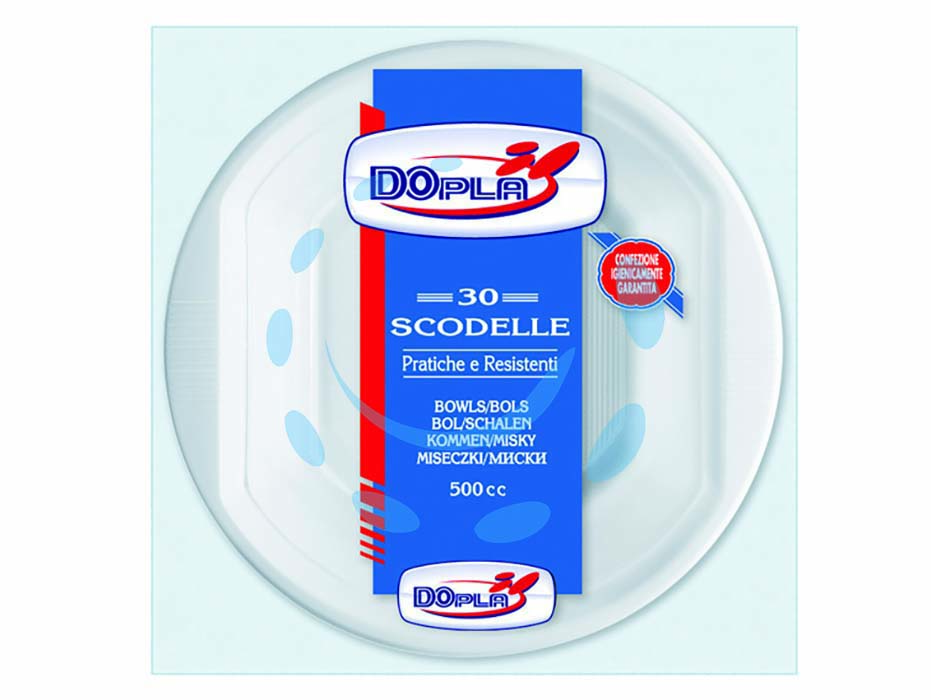 Scodelle bianche cc.500 confezione pz.30 - cc.500 - in plastica monouso, adatte per macedonie, insalate, snack ecc.