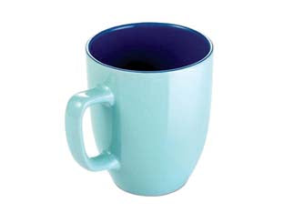 Tazza mug crema shine azzurra ml.300 - ø cm.8x9,5h. - in porcellana smaltata bicolore con finitura lucida, adatta al forno a microonde e al frigorifero