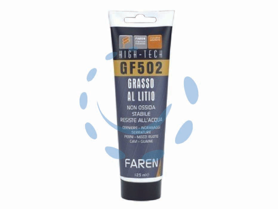 Grasso al litio gf502 - ml.125 - per lubrificazione a grasso degli autoveicoli, del macchinario industriale semovente e fisso di cantiere, cerniere, ingranagg...