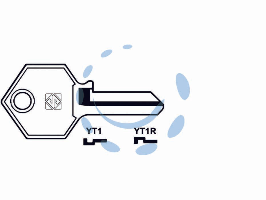 Chiavi per cilindri yeti - YT1R SX - in acciaio nichelato, utilizzo principale: per lucchetti da mm.40