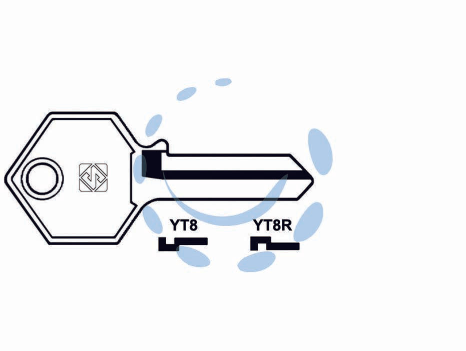 Chiavi per cilindri yeti - YT8 DX - in acciaio nichelato, utilizzo principale: per lucchetti