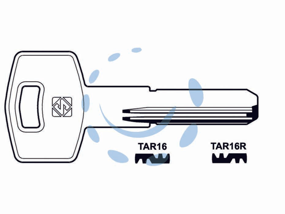 Chiavi punzonate per cilindri taroni 5+6+7 spine - TAR16R - in ottone nichelato, profilo dorsato, per cilindri di sicurezza