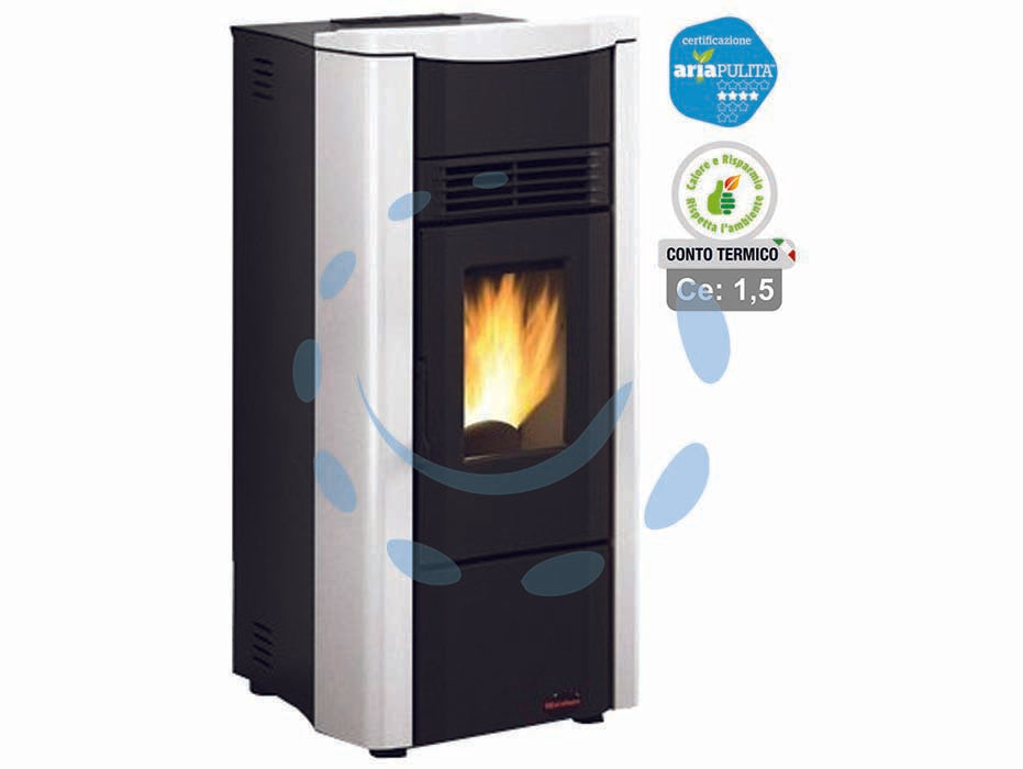 Stufa a pellet giusy evo 2.0 7 kw bianca (conto termico) - misure cm.49,8x50,4x102,20h. - peso Kg.83 - 2,8/8,0 Kw potenza termica globale, 3,0/7,0 Kw potenza nominale utile per mc.201 riscaldabili, rendimento 90,0%-91,0%, consum...