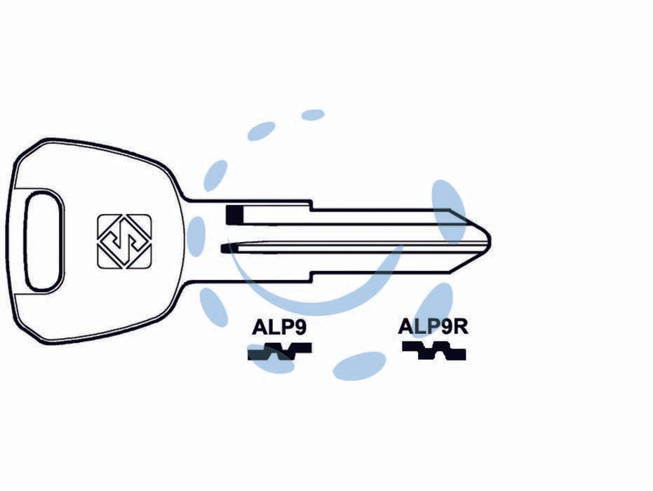Chiavi per cilindri alpha 5 spine piccole - ALP9R SX - in ottone nichelato, utilizzo principale: per quadri elettrici