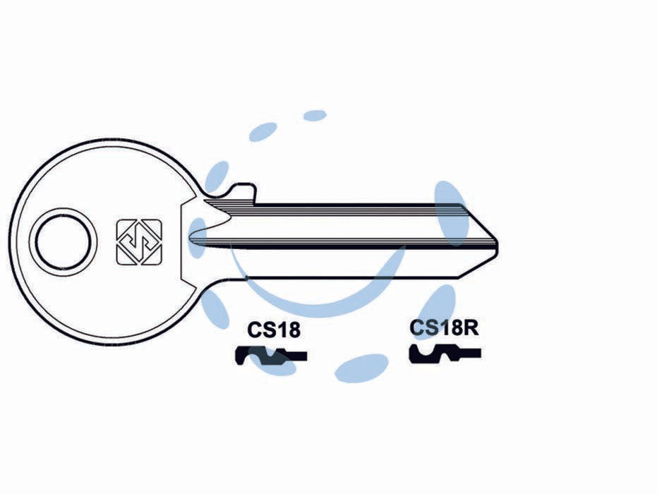 Chiavi per cilindri cisa 5 spine grandi - CS18R SX - in ottone nichelato, profilo dorsato