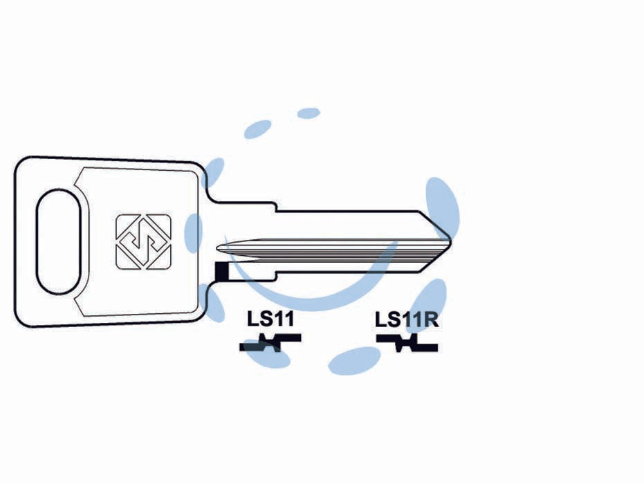 Chiavi per cilindri las 6 spine piccole - LS11R SX - in acciaio nichelato, utilizzo principale: per cilindri per mobili