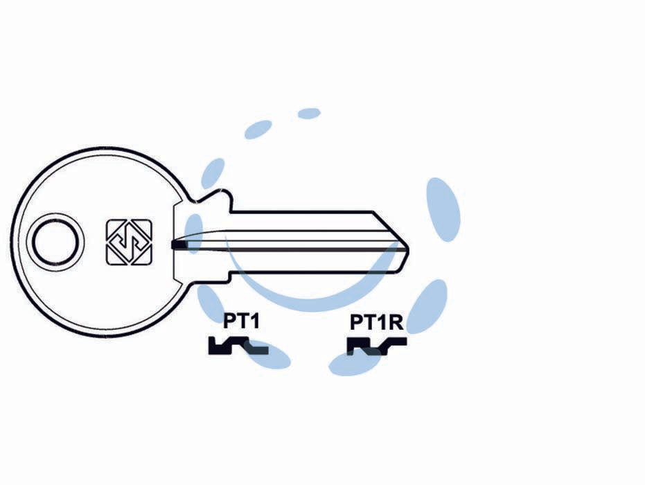 Chiavi per cilindri potent - PT1 SX - in ottone nichelato, utilizzo principale: per cilindri per mobili