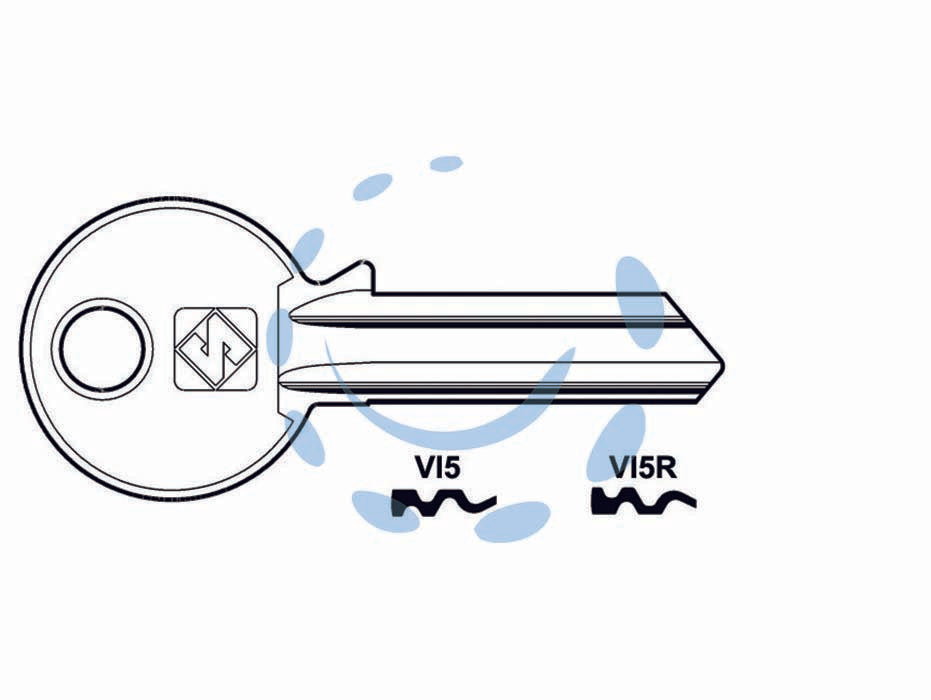 Chiavi per cilindri viro 5 spine grandi - VI5R SX - in ottone nichelato, profilo dorsato