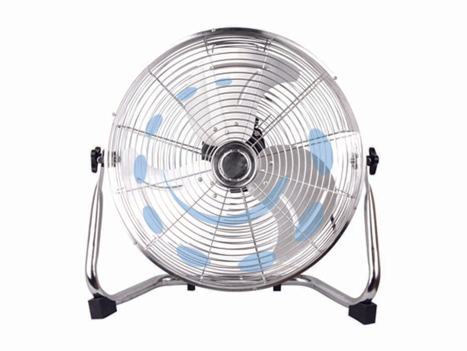 Ventilatore da appoggio in acciaio cromato cm.45 - 100W, 3 velocità, motore alluminio, corpo acciaio cromato, pale alluminio