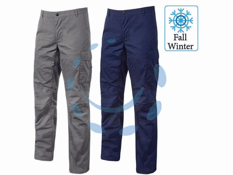 Pantalone baltic slim fit - tg.XL - westlake blue - pantalone da lavoro in cotone elasticizzato con effetto consumato e délavé, dotato di due ampie tasche anteriori, una tasca p...