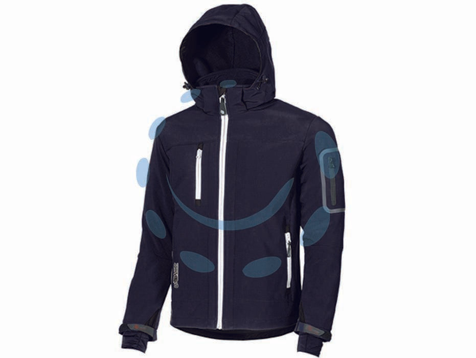 Giacca metropolis deep blue - tg.L - giacca in tessuto Soft Shell stretch traspirante antivento e idrorepellente, dotato di tasca portacellulare su petto con chiu...