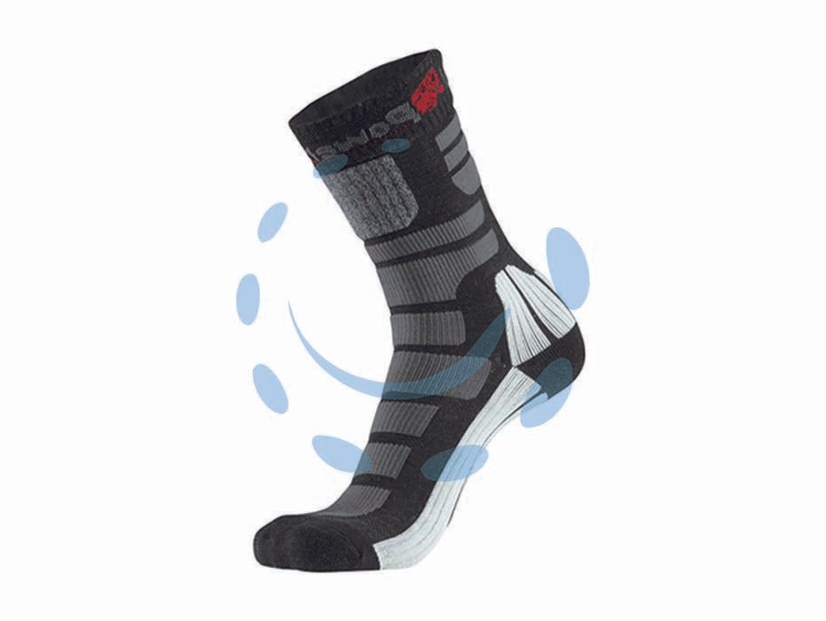 Calza corta air black carbon - tg.S per n° 36, 37, 38, 39 - calza in Thermolite con fasce stretch multidimensionali a compressione graduata tecnologia PowerFit per un'ottima termoregola...