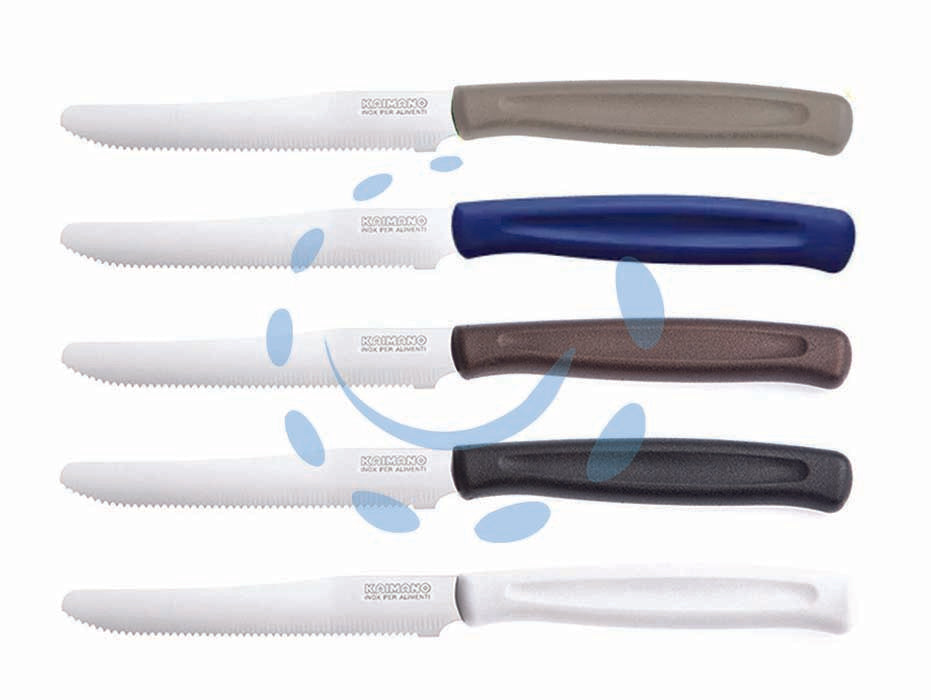 Coltello dinamik da tavola lama dentata - blu navy, lunghezza lama cm.11 (1065139) - punta arrotondata con dentatura speciale larga e delicata disegnata appositamente per tagliare tutti i cibi cotti e crudi