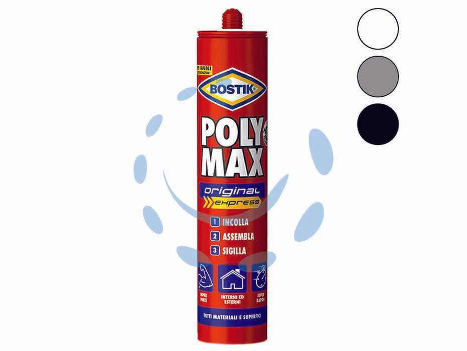 Polymax original express - gr.425 nero - in cartuccia, colla di montaggio e colla sigillante di prima qualità, super rapida e con elevata tenuta finale, ideale per l'...