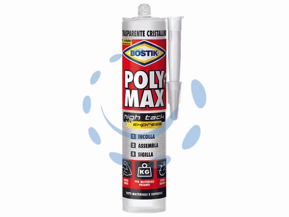 Polymax high tack express cristal - gr.300 - in cartuccia, adesivo di montaggio e sigillante universale di prima qualità a base di una tecnologia SMP unica, con elevatiss...