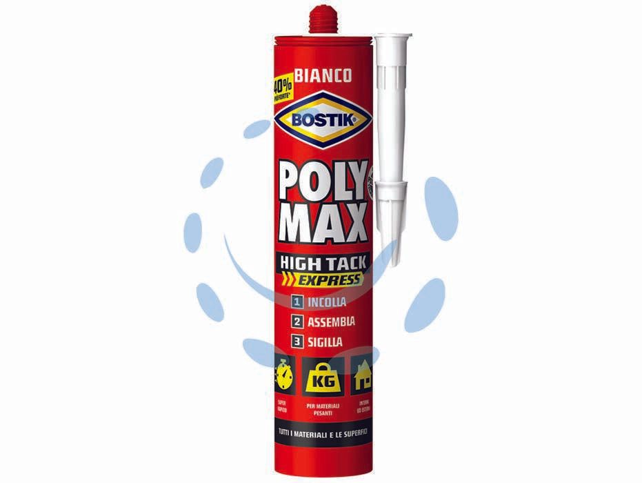 Polymax high tack express bianco - gr.440 - in cartuccia, adesivo di montaggio e sigillante universale di prima qualità a base di una tecnologia SMP unica, con elevatiss...