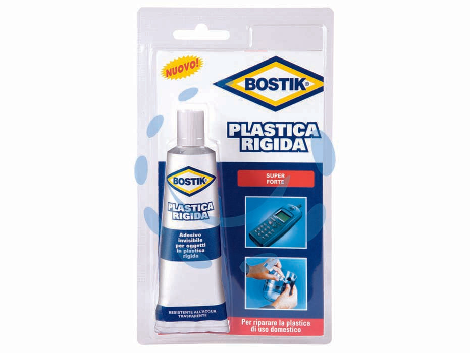 Plastica rigida - gr.50 - in blister, colla per plastica rigida a base di acrilato di PVC, trasparente e resistente all’acqua, indurisce in 24 ore, ada...