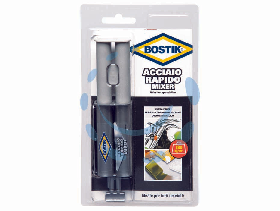 Acciaio rapido mixer - ml.24 - in blister, adesivo epossidico bicomponenete di colore acciaio naturale, ideale per metalli tra loro e con altri materiali, a...