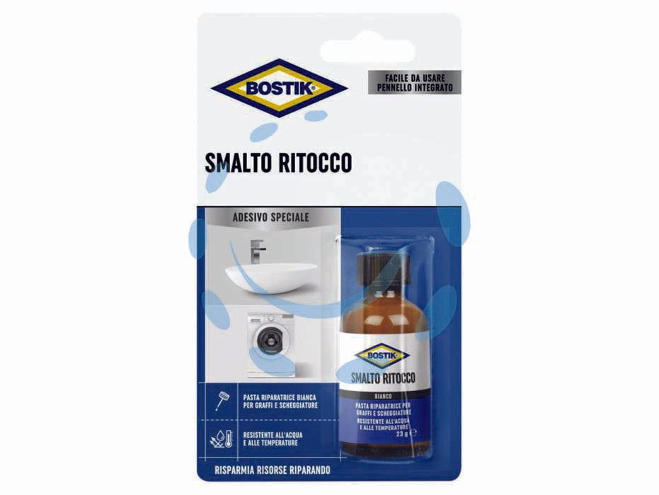 Smalto ritocco - ml.23 - in blister, vernice per superfici smaltate, ritocca e ripristina danni allo smalto su lavatrici, vasche da bagno, lavandini, ...