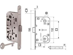 Serratura a bussola mediana evolution solo scr. nylon b. t.do cr. op. - mm.50 bordo cromato opaco (1101.50.34) - quadro maniglia mm.8, dotazione 1 chiave, interasse mm.90, frontale bordo tondo mm.18, serratura per porte interne a filo o a...