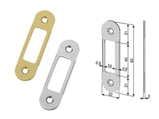 Incontro easy-matic regolabile bordo tondo ottonato - ottonato verniciato (B01402.90.03) - incontro regolabile in acciaio con bordo tondo, larghezza mm.22, lunghezza mm.82, studiato per l’uso con la vaschetta di cope...