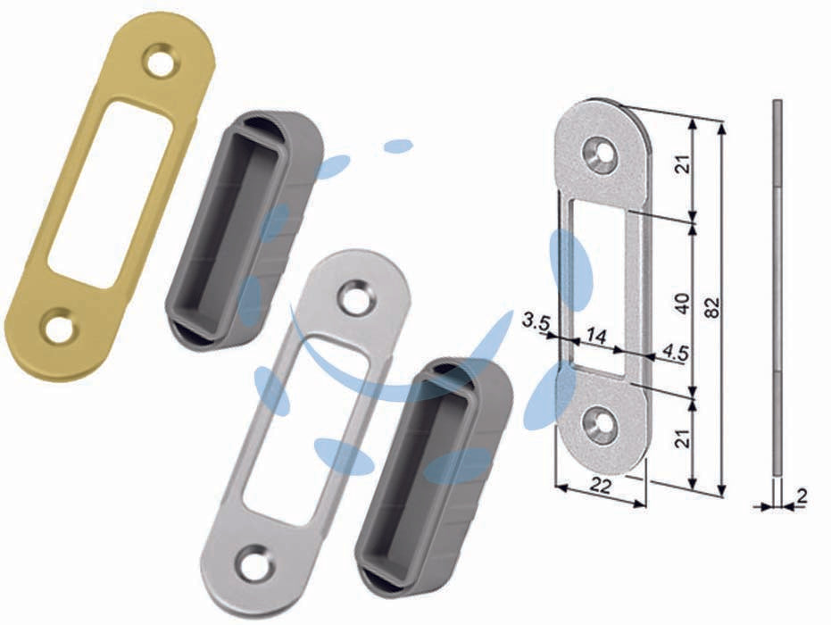 Incontro easy-matic regolabile bordo tondo ottonato - ottonato verniciato (B01402.90.03) - incontro regolabile in acciaio con bordo tondo, larghezza mm.22, lunghezza mm.82, studiato per l’uso con la vaschetta di cope...