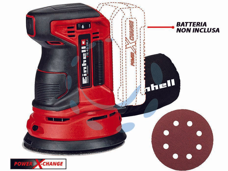 Levigatrice rotorbitale a batteria 18v (te-rs 18 li) - 18v di potenza, numero oscillazioni 14.000-22.000 al minuto, velocità di rotazione 7.000-11.000 g/min., orbita ø mm.2, cart...