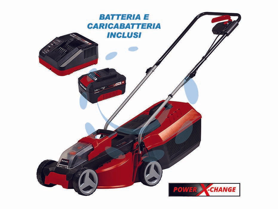 Rasaerba a batteria 18v 3ah taglio cm.30 (ge-cm 18/30 li) - 1 batteria 3Ah Li-Ion 18V, velocità di rotazione 3.300 al minuto, larghezza di taglio coltelli cm.30, regolazione altezza d...