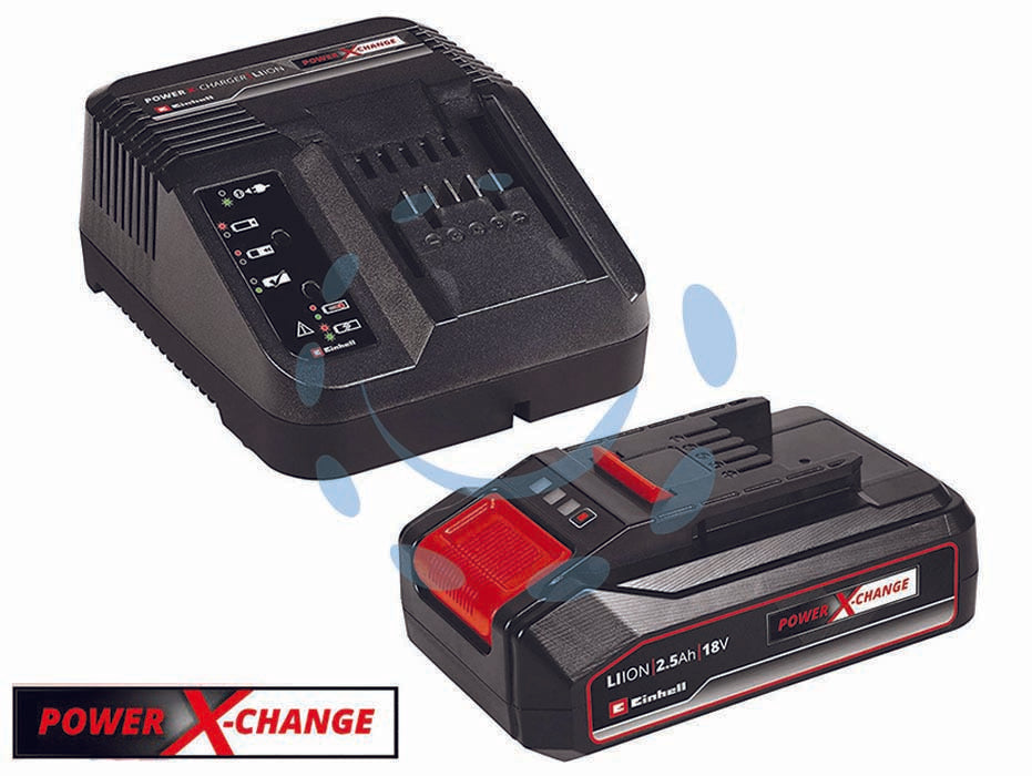 Kit energy caricabatteria x-change + 1 batteria 18v 2,5ah - 1 batteria 2,5Ah Li-Ion 18V, tempo di ricarica 50 minuti, 720w di max potenza, tensione caricatore 220v / 50Hz, utilizzo un...