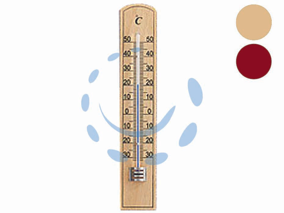 Termometro legno eco - chiaro - mm.200x36 - in legno di faggio, scala -15°C/+50°C, per uso interno ed esterno