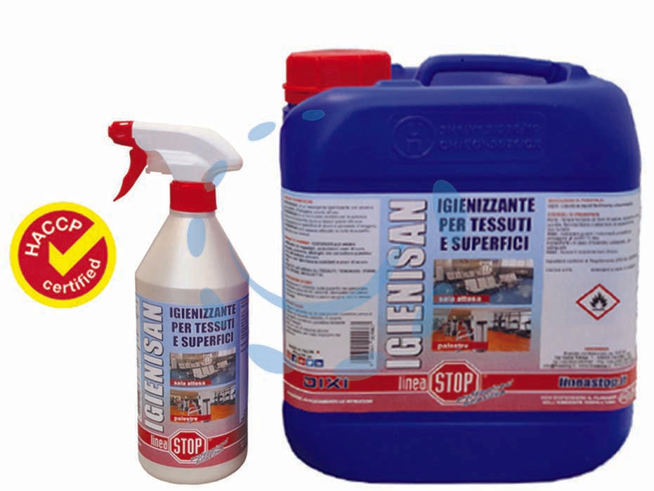 Igienisan detergente igienizzante pronto alluso - ml.750 in flacone spray - prodotto inodore incolore conforme alle norme di igiene HACCP Regolamento CE 852/04 CE 853/04, detergente igienizzante per te...