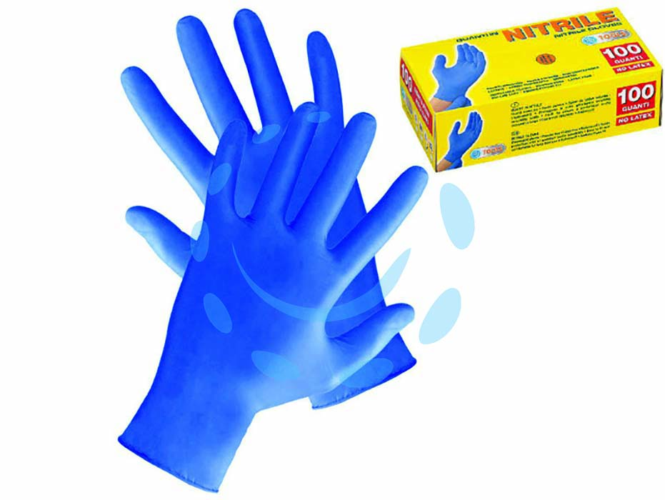 Guanti in nitrile senza polvere azzurri - tg. XL in confezioni da pz.100 (PG506.22) - guanti monouso in nitrile senza polvere, esenti da lattice naturale, impermeabili, proteggono le mani garantendo un'ottima se...