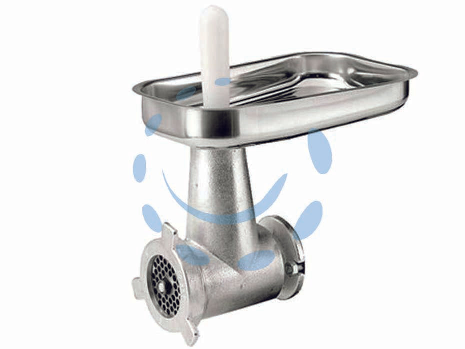 Accessorio tritacarne corto 8800nc - n.22 (art.8800NC) - corpo elica e ghiera in ghisa stagnata idoneo al contatto con alimenti, piatto in acciaio inox AISI 304, fornito di serie con...