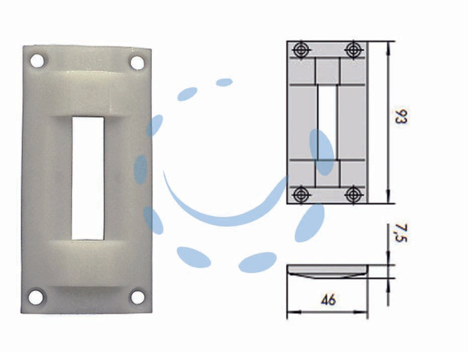 Contropiastra in nylon 06062 - mm.46x93 spessore mm.7,5 (06062) - adatta per serrature Cisa serie: 14010, 14020, 14350, 14450, 14510, 44110, 44115, 44140, 44145, 44150, 44155, 44160, 44210, 4...