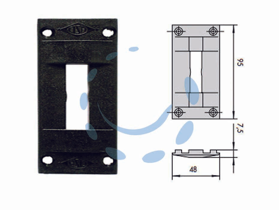 Contropiastra in nylon 06287 - mm.48x95, spessore mm.7,5 (06287) - adatta per serrature Cisa serie: 14011, 14012, 14017, 14020, 14350, 14450, 14510, 44110, 44115, 44140, 44145, 44150, 44155, 4...