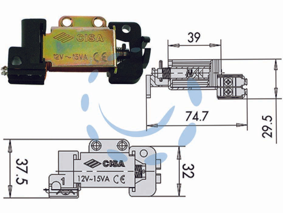 Bobine tensione 12v per serratura elettrica 07025 00 - adatta per serie Cisa art.: 1A610, 1A611, 1A630, 1A631, 1A721, 1A731