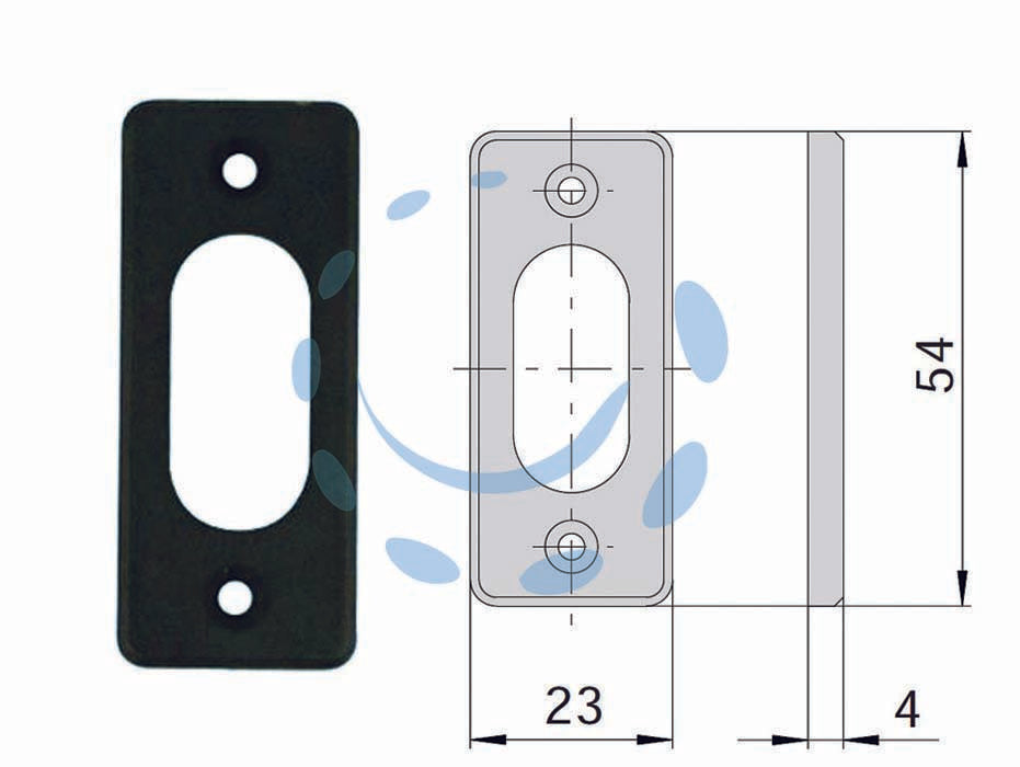 Bocchetta in nylon nero per cilindri ovali 06027 01 - mm.23x54, spessore mm.4 (06027010) - Nessuna Descrizione per questo prodotto