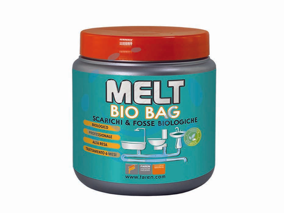 Melt bio bag per scarichi e fosse biologiche - gr.300 (6 bustine da gr.50) - trattamento completo per scarichi e fosse biologiche ad altissima concentrazione, previene i blocchi, elimina i cattivi odori...