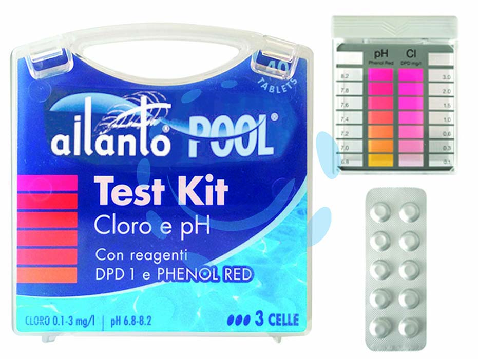 Kit tester cloro e ph con reagenti  in pastiglie 10x4 tablets - reagenti in pastiglie DPD1e phenol red, kit dotato di n.40 patiglie reagenti