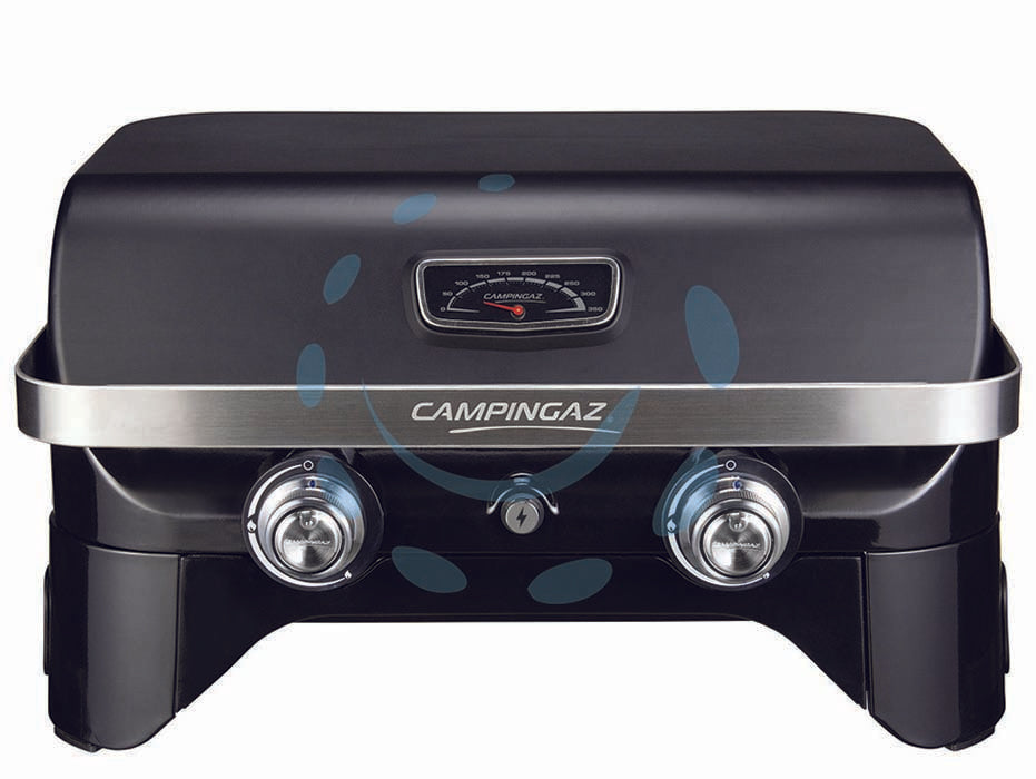 Barbecue gas 2 bruciatori cm.58x36 attitude 2100 lx - bracere cm.58x36 - misure cm.65x52x36h., potenza 5kw, grill a gas GPL con 2 bruciatori con sistema blue flame (acciaio alluminato), accensione i...