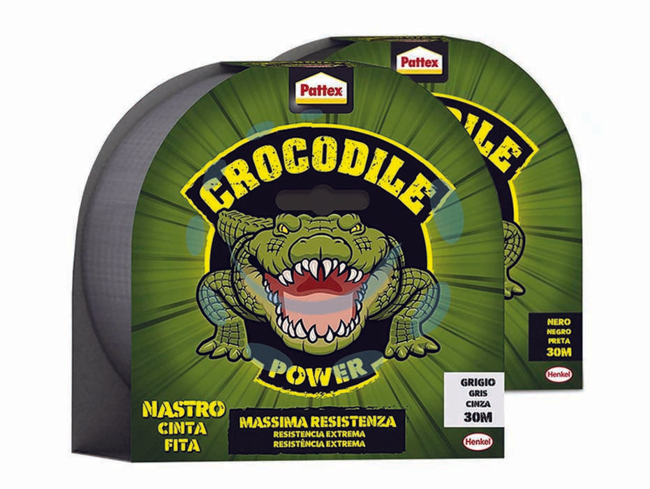 Pattex crocodile nastro adesivo - mt.20 grigio - nastro adesivo fino a due volte più spesso, tenuta forte anche a strappi con incollatura 180°, superficie del nastro liscia c...