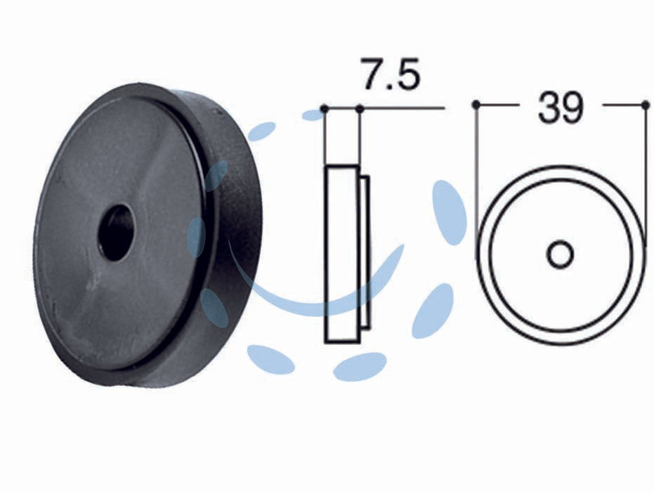 Spessore per fermapersiane in nylon grillo - mm.7,5 - ø mm.39, per Super Top Grillo, Super Midi Grillo, Sper Maxi Grillo