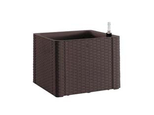 Fioriera natural deluxe moka quadra - cm.43x43x33h. lt.35 - con riserva d'acqua e inidcatore di livello