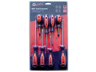 Set giraviti da 8 pezzi - materiale Cr-V 650, Impugnatura antiscivolo, punta magnetica, composizione: 3x75 / 5x100 / 6,5x45 / 5x150 / PH0x75 / PH1x100 ...