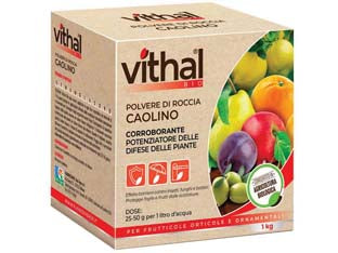 Polvere di roccia caolino vithal bio - kg.1 - consentito in agricoltura biologica, potenziatore delle difese della piante , distribuito sulla pianta forma una sottile ed o...