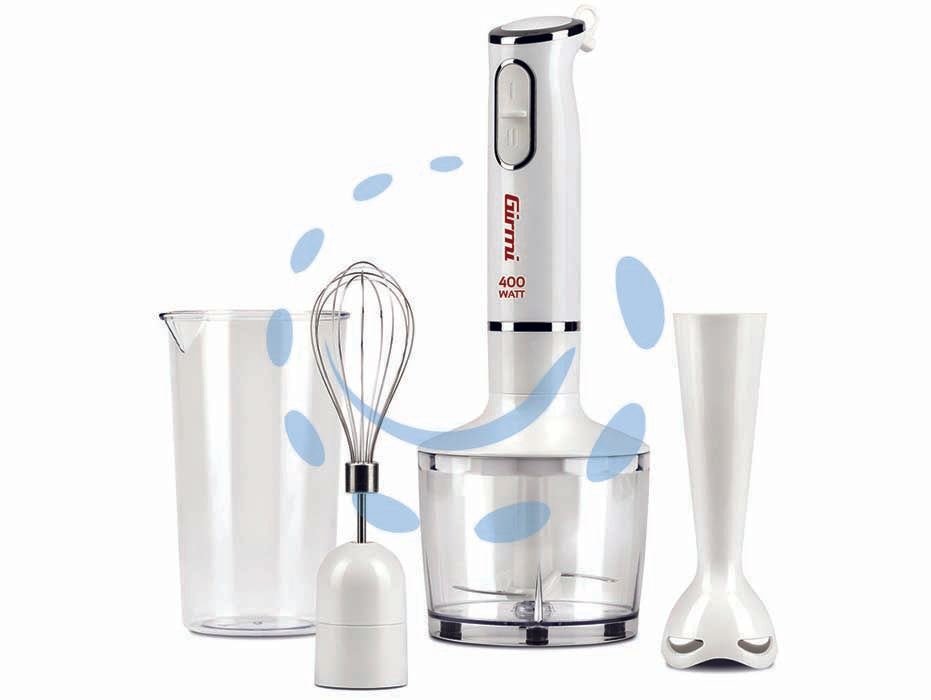 Mixer ad immersione con kit mx16 400w - potenza 200W - potenza 400W, 2 velocità di funzionamento, motore DC, 3 in 1: frullatore ad immersione, sbattitore e tritatutto, lame in acci...