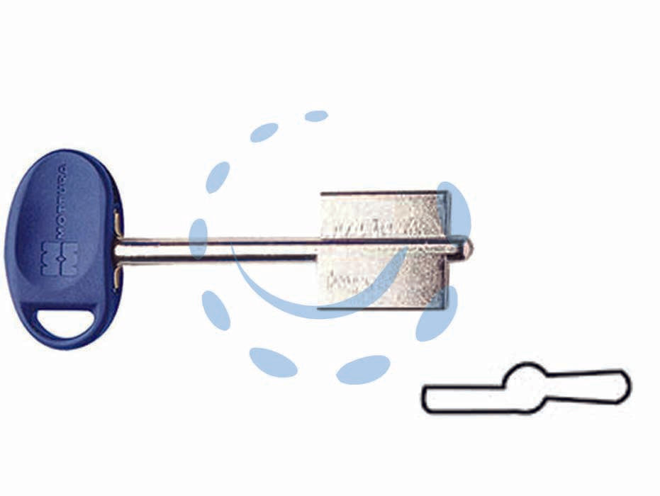 Chiavi originali mottura doppia mappa 92187 - (92187BLUC) - chiave non cifrata, per serie 50, 64, 65.563/564 e casseforti Personal con chiave a mappa spostata (A)